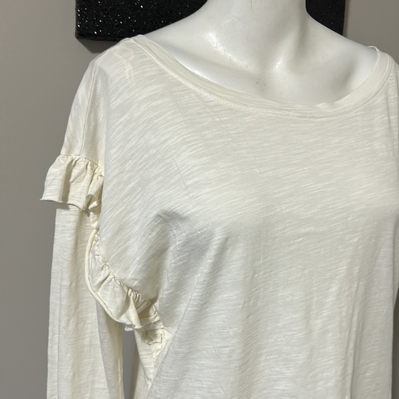 Anthropologie Pilcro Ruffled Open Back Top Ivory Ruffle Long Sleeve Sz Small NEW - Picture 4 of 15